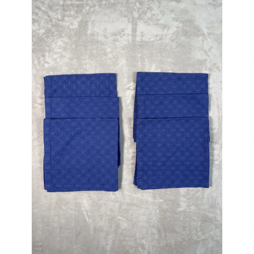 Set Of 6: Crate And Barrel Cloth Lamont Napkin Cobalt Blue